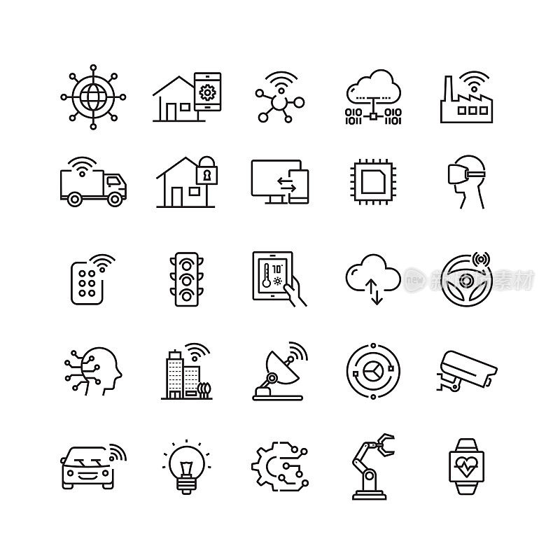 Internet of Things Related Vector Line Icons